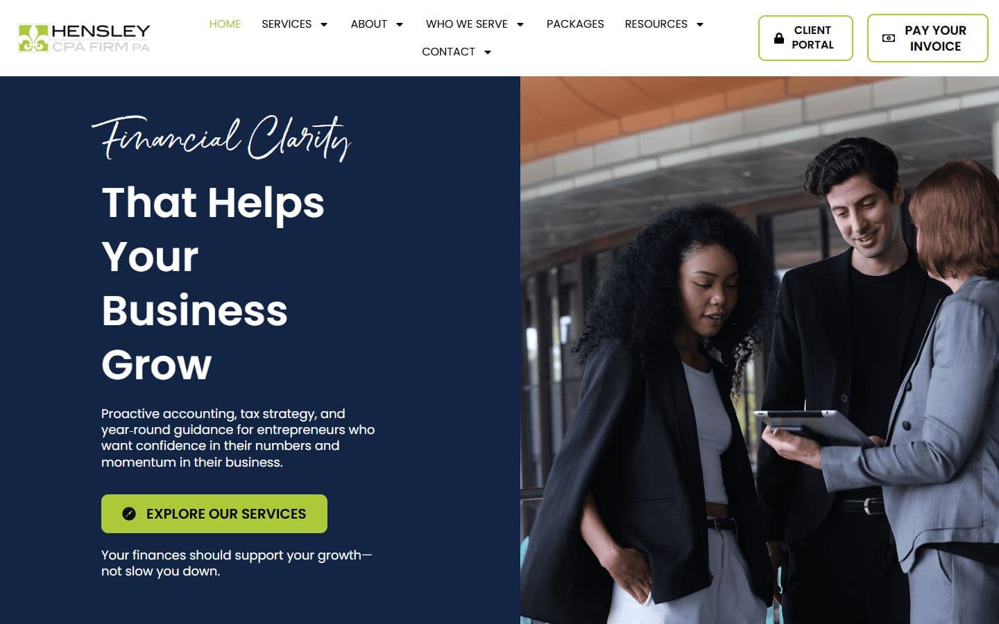 Hensley CPAs homepage preview