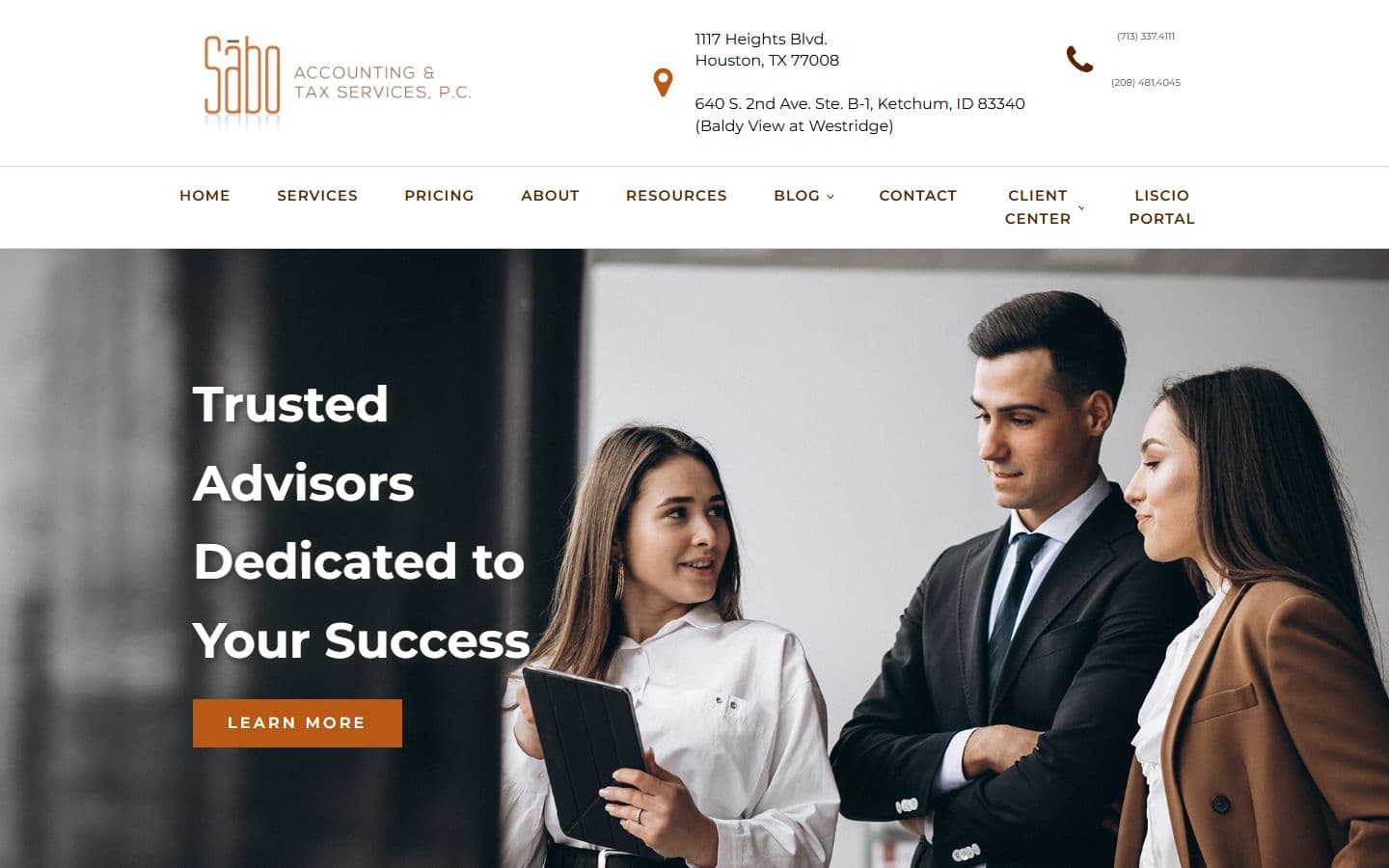 Sabo Accounting & Tax Services homepage preview