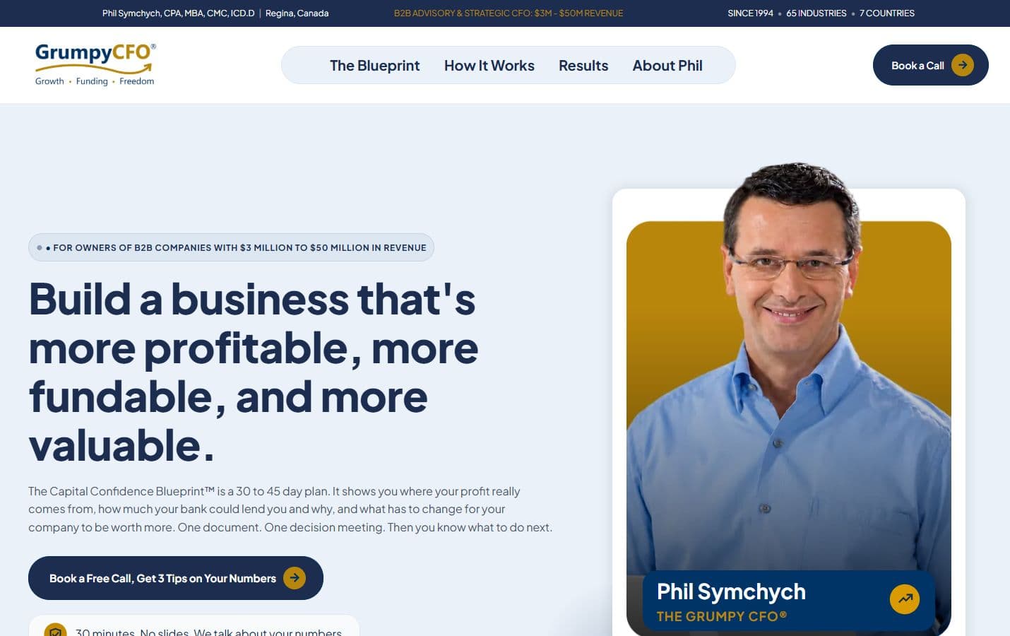 Grumpy CFO homepage preview